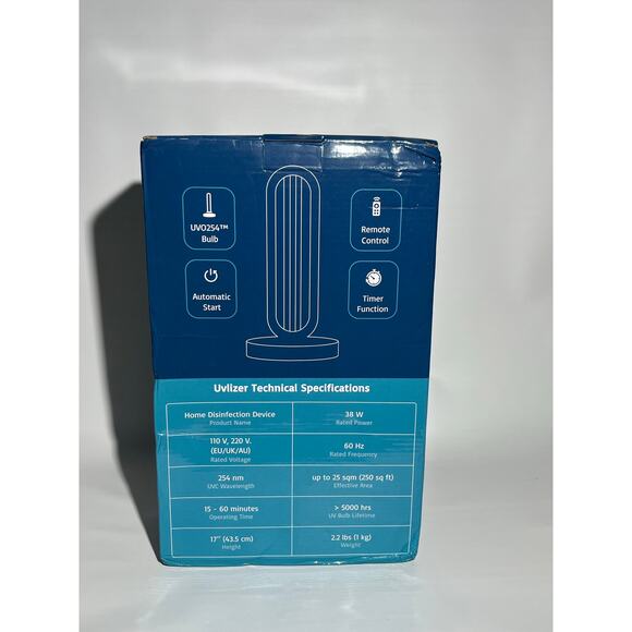 UVLIZER - UVO254 Tower UV Light Home Disinfection Device BRAND NEW In Box - Picture 4 of 8
